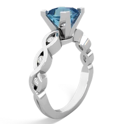 Blue Topaz Infinity 6Mm Princess Engagement 14K White Gold ring R26316SQ