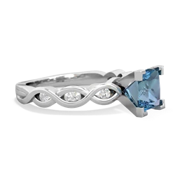 Blue Topaz Infinity 6Mm Princess Engagement 14K White Gold ring R26316SQ