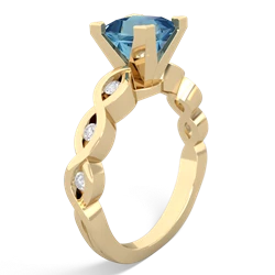 Blue Topaz Infinity 6Mm Princess Engagement 14K Yellow Gold ring R26316SQ