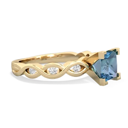 Blue Topaz Infinity 6Mm Princess Engagement 14K Yellow Gold ring R26316SQ