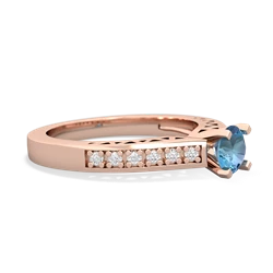 Blue Topaz Art Deco Engagement 5Mm Round 14K Rose Gold ring R26355RD