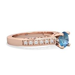 Blue Topaz Art Deco Engagement 6Mm Round 14K Rose Gold ring R26356RD