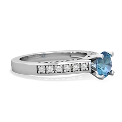 Blue Topaz Art Deco Engagement 6Mm Round 14K White Gold ring R26356RD