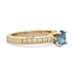 Blue Topaz Art Deco Engagement 6Mm Round 14K Yellow Gold ring R26356RD