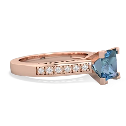 Blue Topaz Art Deco Engagement 6Mm Princess 14K Rose Gold ring R26356SQ