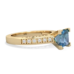 Blue Topaz Art Deco Engagement 6Mm Princess 14K Yellow Gold ring R26356SQ