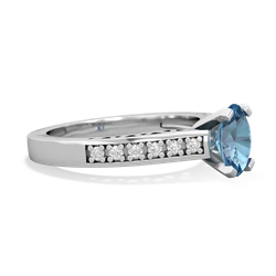 Blue Topaz Art Deco Engagement 7X5mm Oval 14K White Gold ring R26357VL