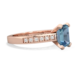 Blue Topaz Art Deco Engagement 8X6mm Emerald-Cut 14K Rose Gold ring R26358EM