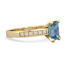 Blue Topaz Art Deco Engagement 8X6mm Emerald-Cut 14K Yellow Gold ring R26358EM