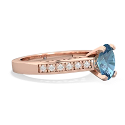 Blue Topaz Art Deco Engagement 8X6mm Oval 14K Rose Gold ring R26358VL