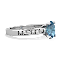 Blue Topaz Art Deco Engagement 8X6mm Oval 14K White Gold ring R26358VL