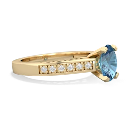 Blue Topaz Art Deco Engagement 8X6mm Oval 14K Yellow Gold ring R26358VL