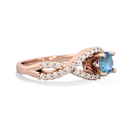 Blue Topaz Diamond Twist 5Mm Round Engagment  14K Rose Gold ring R26405RD