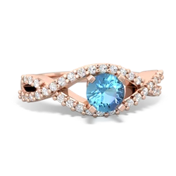 Blue Topaz Diamond Twist 5Mm Round Engagment  14K Rose Gold ring R26405RD