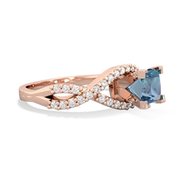 Blue Topaz Diamond Twist 5Mm Square Engagment  14K Rose Gold ring R26405SQ