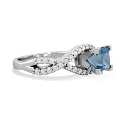 Blue Topaz Diamond Twist 5Mm Square Engagment  14K White Gold ring R26405SQ