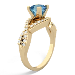 Blue Topaz Diamond Twist 5Mm Square Engagment  14K Yellow Gold ring R26405SQ