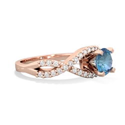 Blue Topaz Diamond Twist 6Mm Round Engagment  14K Rose Gold ring R26406RD