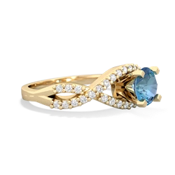 Blue Topaz Diamond Twist 6Mm Round Engagment  14K Yellow Gold ring R26406RD