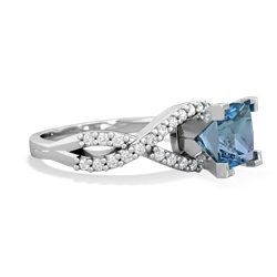 Blue Topaz Diamond Twist 6Mm Princess Engagment  14K White Gold ring R26406SQ