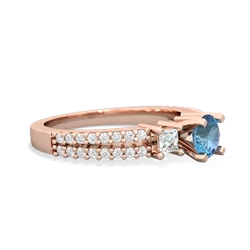 Blue Topaz Classic 5Mm Round Engagement 14K Rose Gold ring R26435RD