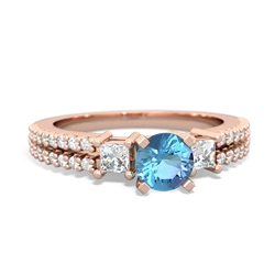 Blue Topaz Classic 5Mm Round Engagement 14K Rose Gold ring R26435RD