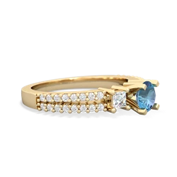 Blue Topaz Classic 5Mm Round Engagement 14K Yellow Gold ring R26435RD