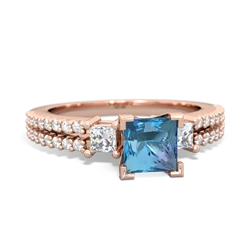 Blue Topaz Classic 5Mm Square Engagement 14K Rose Gold ring R26435SQ