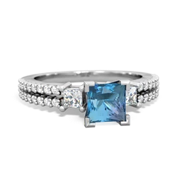 Blue Topaz Classic 5Mm Square Engagement 14K White Gold ring R26435SQ