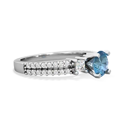 Blue Topaz Classic 6Mm Round Engagement 14K White Gold ring R26436RD