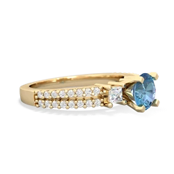 Blue Topaz Classic 6Mm Round Engagement 14K Yellow Gold ring R26436RD