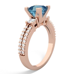 Blue Topaz Classic 6Mm Princess Engagement 14K Rose Gold ring R26436SQ