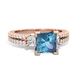 Blue Topaz Classic 6Mm Princess Engagement 14K Rose Gold ring R26436SQ