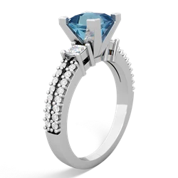 Blue Topaz Classic 6Mm Princess Engagement 14K White Gold ring R26436SQ