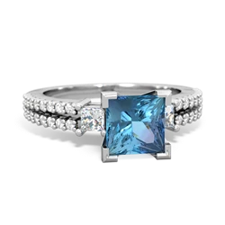 Blue Topaz Classic 6Mm Princess Engagement 14K White Gold ring R26436SQ