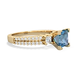 Blue Topaz Classic 6Mm Princess Engagement 14K Yellow Gold ring R26436SQ