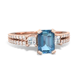 Blue Topaz Classic 7X5mm Emerald-Cut Engagement 14K Rose Gold ring R26437EM