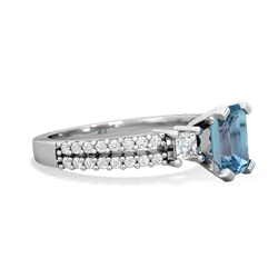 Blue Topaz Classic 7X5mm Emerald-Cut Engagement 14K White Gold ring R26437EM