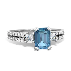 Blue Topaz Classic 7X5mm Emerald-Cut Engagement 14K White Gold ring R26437EM