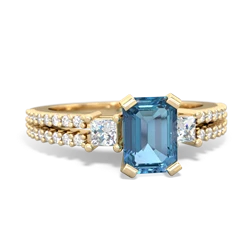 Blue Topaz Classic 7X5mm Emerald-Cut Engagement 14K Yellow Gold ring R26437EM