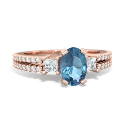 Blue Topaz Classic 7X5mm Oval Engagement 14K Rose Gold ring R26437VL