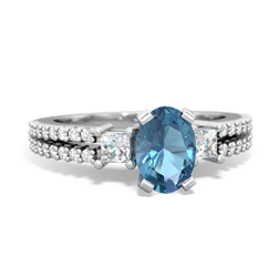 Blue Topaz Classic 7X5mm Oval Engagement 14K White Gold ring R26437VL