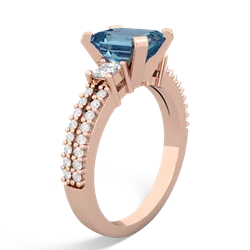 Blue Topaz Classic 8X6mm Emerald-Cut Engagement 14K Rose Gold ring R26438EM