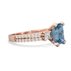 Blue Topaz Classic 8X6mm Emerald-Cut Engagement 14K Rose Gold ring R26438EM