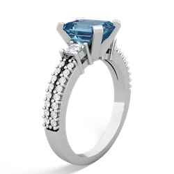 Blue Topaz Classic 8X6mm Emerald-Cut Engagement 14K White Gold ring R26438EM