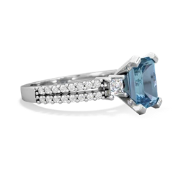 Blue Topaz Classic 8X6mm Emerald-Cut Engagement 14K White Gold ring R26438EM