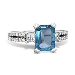 Blue Topaz Classic 8X6mm Emerald-Cut Engagement 14K White Gold ring R26438EM