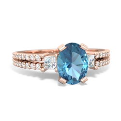 Blue Topaz Classic 8X6mm Oval Engagement 14K Rose Gold ring R26438VL