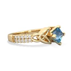 Blue Topaz Celtic Knot 5Mm Square Engagement 14K Yellow Gold ring R26445SQ
