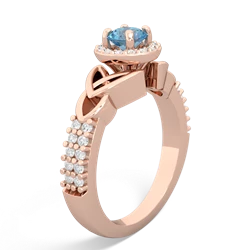 Blue Topaz Celtic Knot Halo 14K Rose Gold ring R26445RH